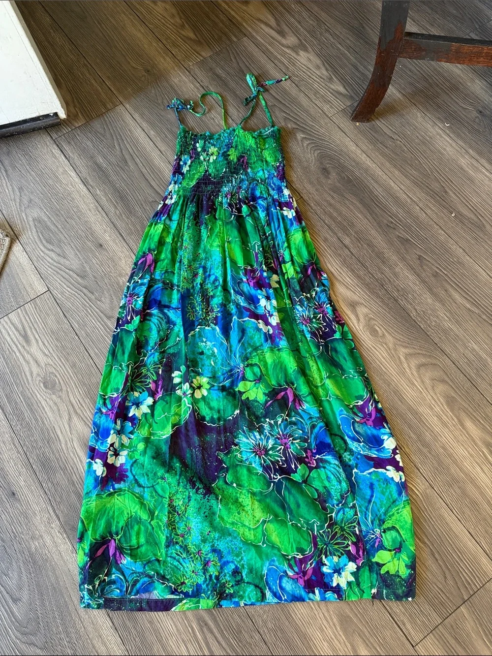 Puanani Hawaiian Green & Teal Printed dress - Size L - Picture 5 of 6